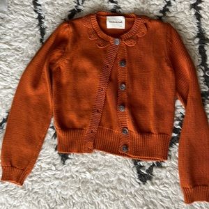 NWOT Misha & Puff rust orange scalloped neck cardigan XS